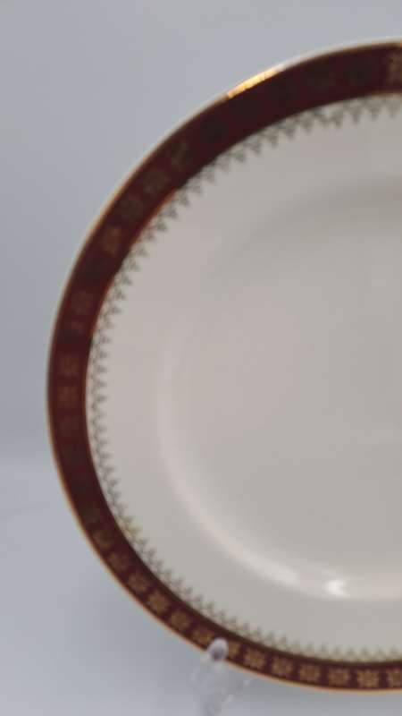 3 Vintage Crown Ducal A.G.R. England burgundy & gold Plates 227mm