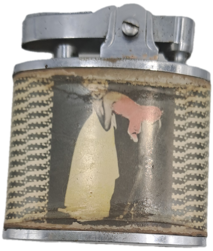 Vintage 1950'2 Hadson Lighter - with Pin-Ups on Both sides - By M.H.MFG.Co-need restoration