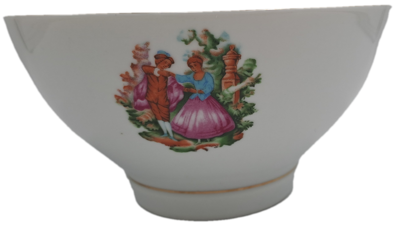 Vintage Porcelain China Rice Bowl -Made in Liling China -with Fragonard's courting Couple