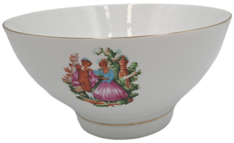 Vintage Porcelain China Rice Bowl -Made in Liling China -with Fragonard's courting Couple