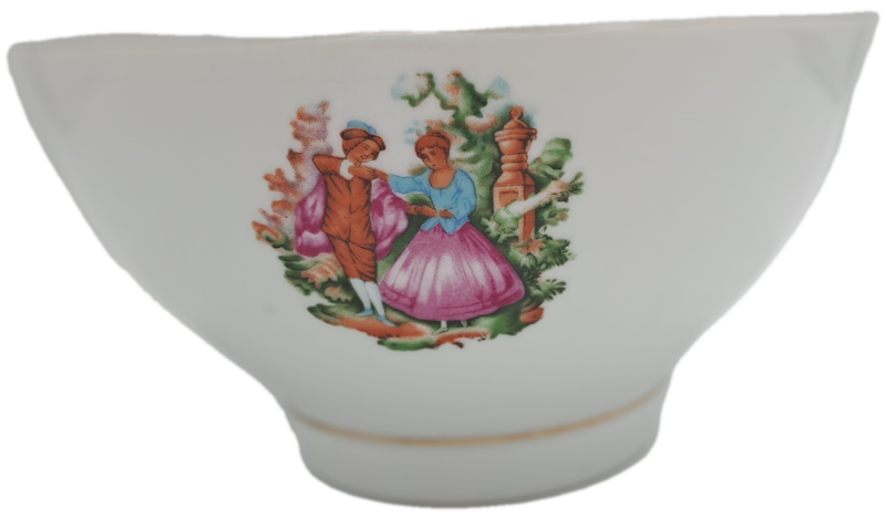 Vintage Porcelain China Rice Bowl -Made in Liling China -with Fragonard's courting Couple