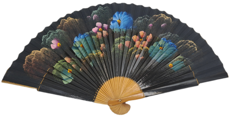Vintage Floral Japanese Bamboo Hand Fan