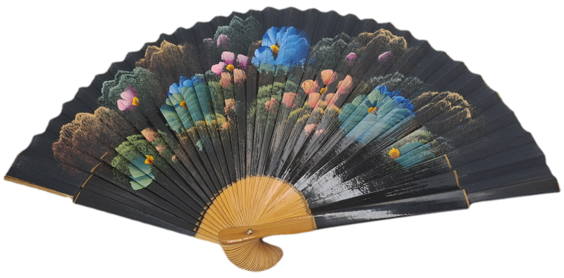 Vintage Floral Japanese Bamboo Hand Fan