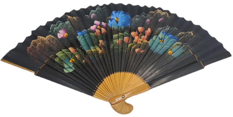 Vintage Floral Japanese Bamboo Hand Fan