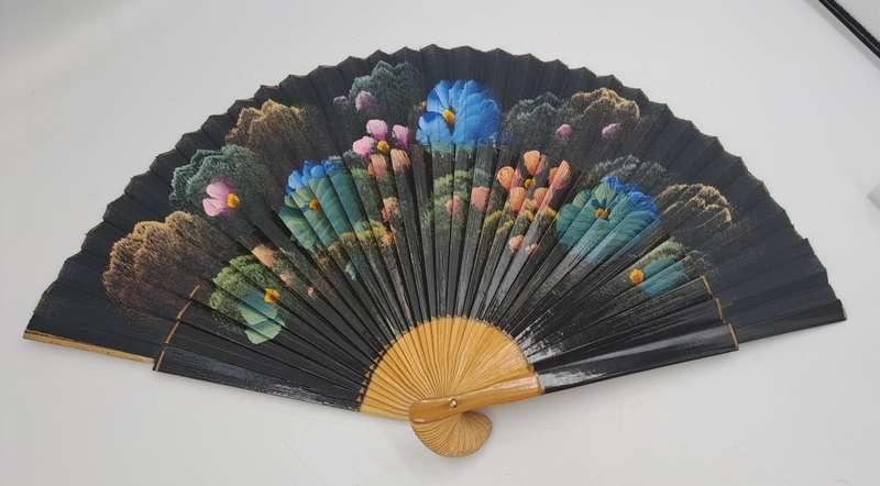 Vintage Floral Japanese Bamboo Hand Fan