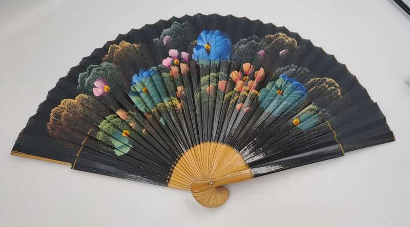 Vintage Floral Japanese Bamboo Hand Fan