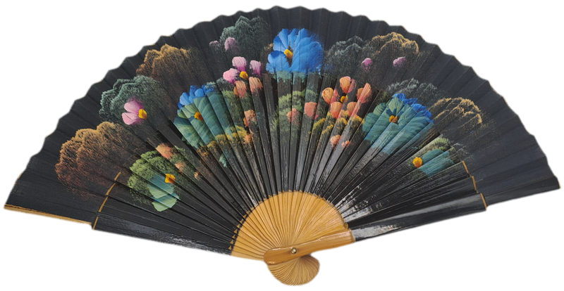 Vintage Floral Japanese Bamboo Hand Fan