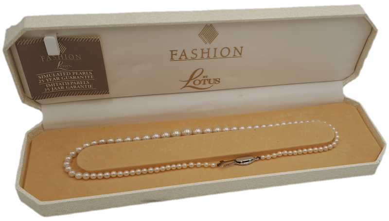 Vintage Simulated Pearl Necklace By Lotus - in Box