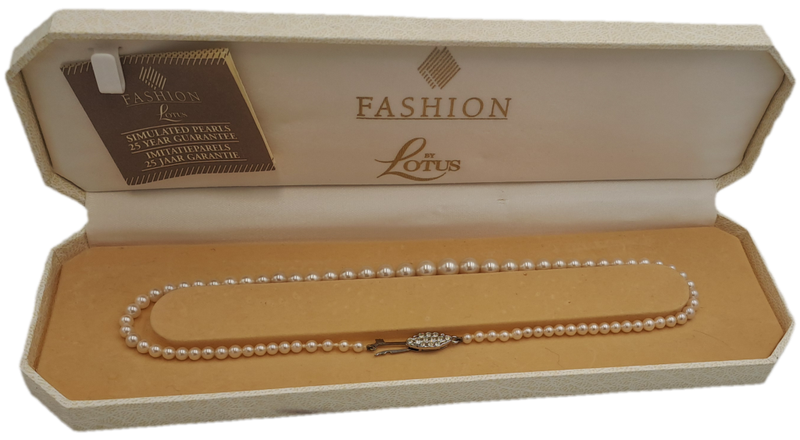 Vintage Simulated Pearl Necklace By Lotus - in Box