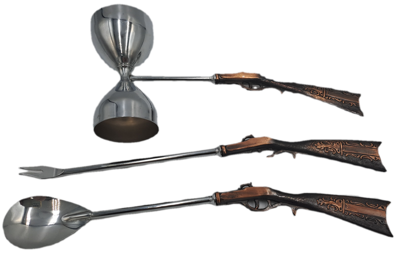 3pc Vintage 1960's Japan Rifle Bar Utensil set- The Rifle is Copper