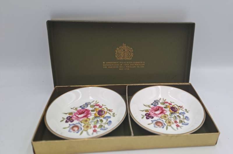 A pair of Vintage Royal Worcester Bone China Pin dishes -Boxed