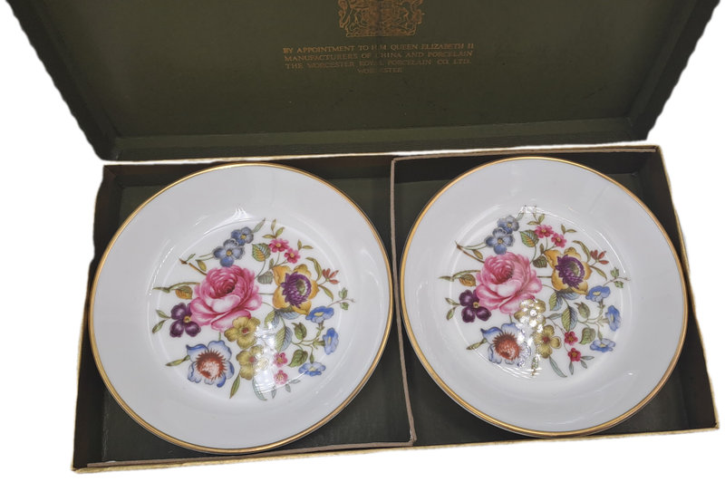 A pair of Vintage Royal Worcester Bone China Pin dishes -Boxed