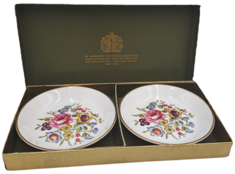 A pair of Vintage Royal Worcester Bone China Pin dishes -Boxed