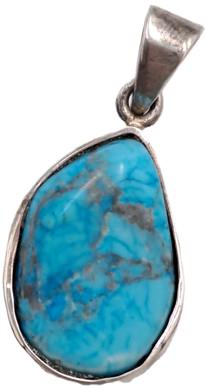 A Sterling 925 Sterling Silver Pendant with a Turquoise Phosphate Mineral stone (Turkish Stone)