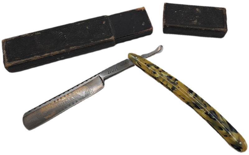 Vintage WALD -SOLINGEN Prima Bur cut throat razor - made in Germany with Box