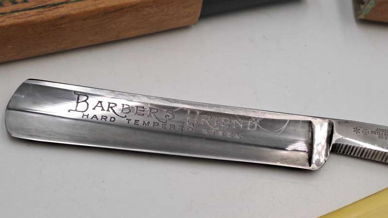 Vintage Joseph Rodgers Star & Cross Barbers Friend cut throat razor - made in Sheffield England