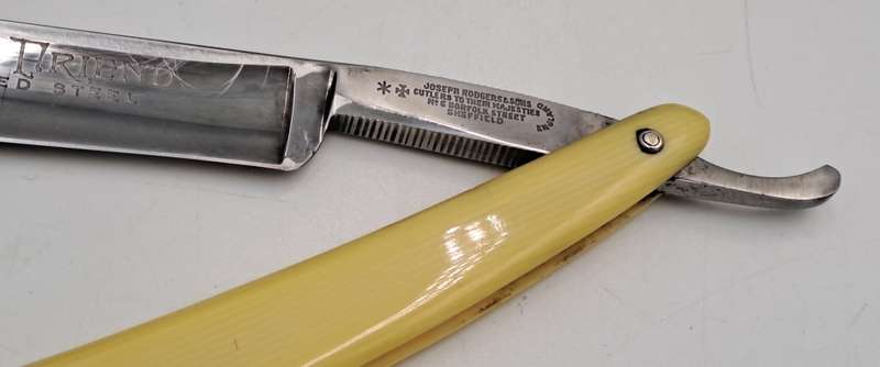 Vintage Joseph Rodgers Star & Cross Barbers Friend cut throat razor - made in Sheffield England