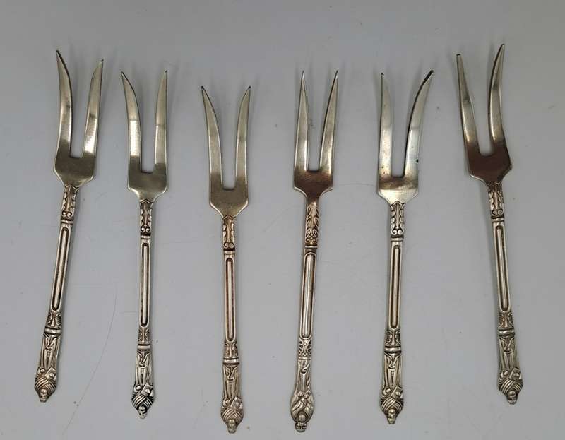 6 Vintage E.P.N.S Silver Plate Sheffield England APOSTEL Forks 11,2cm