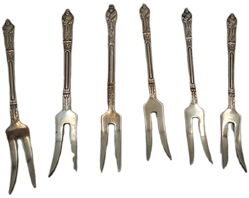 6 Vintage E.P.N.S Silver Plate Sheffield England APOSTEL Forks 11,2cm