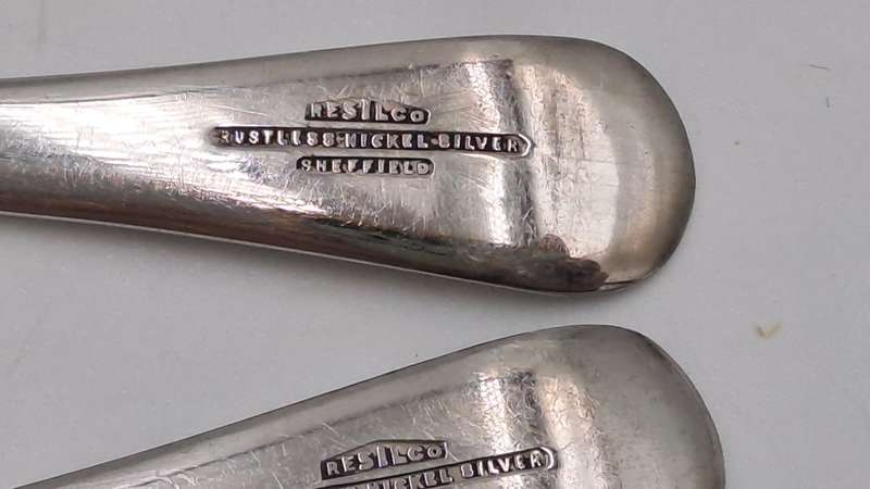 4 Vintage Resilco Rustless Nickel Silver Spoons -Sheffield