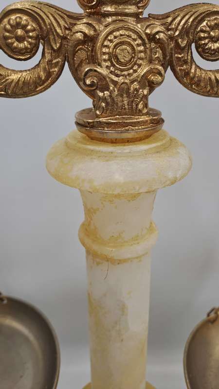 Large Vintage Marble and Brass Display Balancing scale "Scales of Justice" 52cm x 38cm