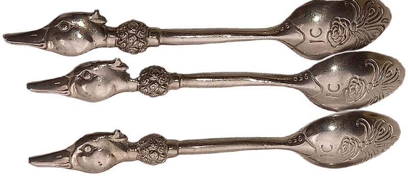 6 Collectable  JENNA CLIFFORD Pewter (500) Designer Detailed Spoons
