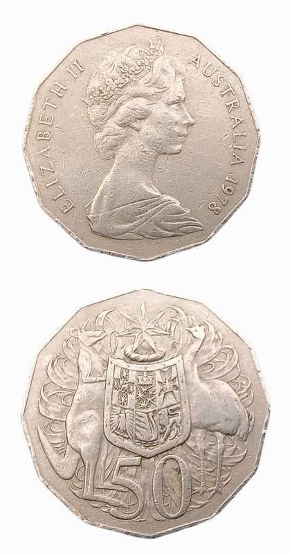 1978 Australia 50 Cents - Elizabeth II 2nd Portrait - Dodecagonal type