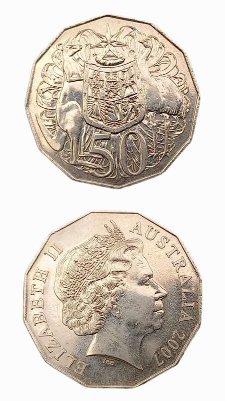 2007 Australia 50 Cents - Elizabeth II 4th Portrait