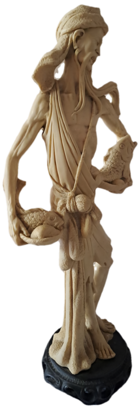 Large Vintage Asian Villager fisherman figurine - Resin