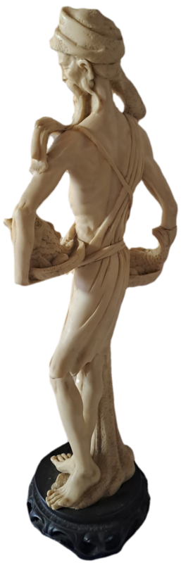 Large Vintage Asian Villager fisherman figurine - Resin