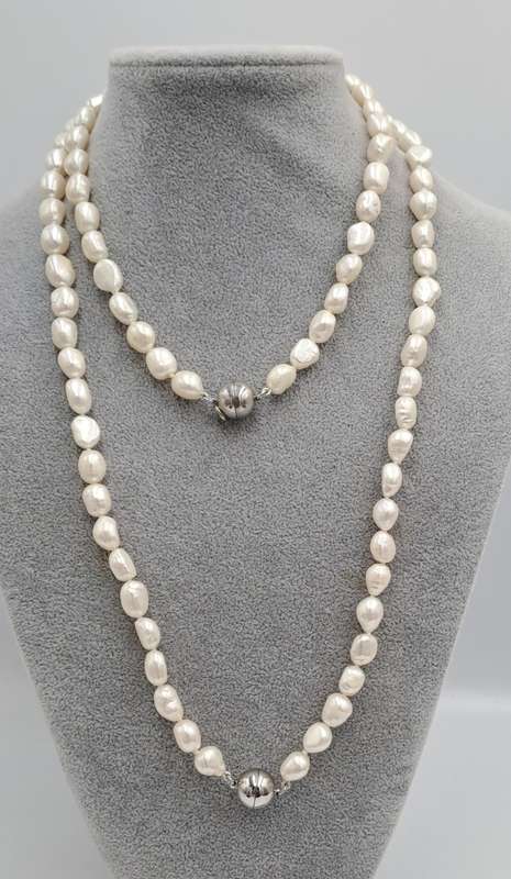 2 Genuine 10mm Pearl Necklaces 64cm and 40cm