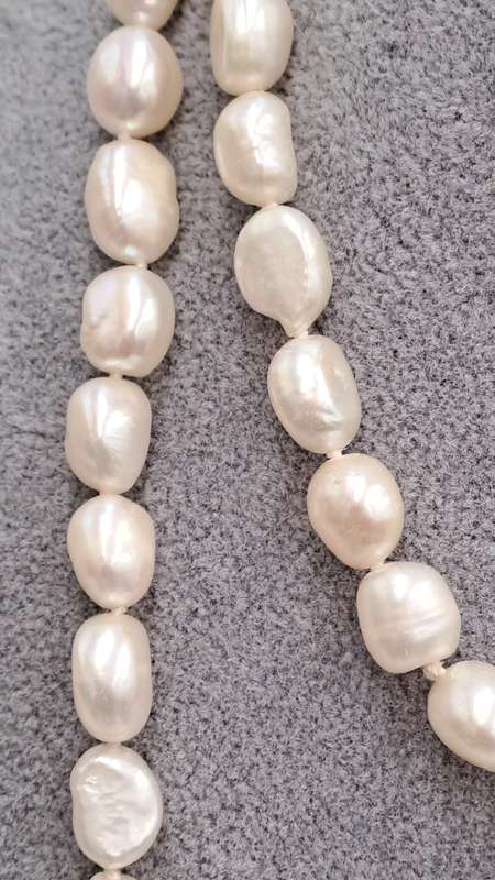 2 Genuine 10mm Pearl Necklaces 64cm and 40cm