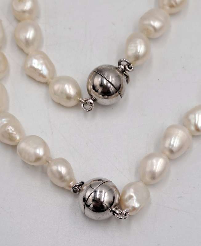 2 Genuine 10mm Pearl Necklaces 64cm and 40cm