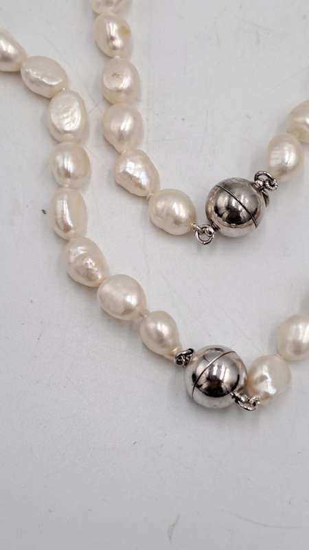 2 Genuine 10mm Pearl Necklaces 64cm and 40cm