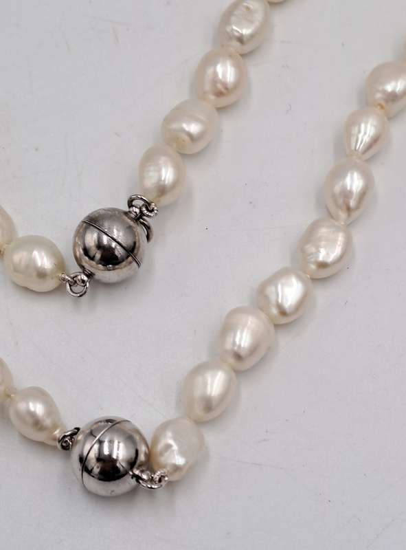 2 Genuine 10mm Pearl Necklaces 64cm and 40cm