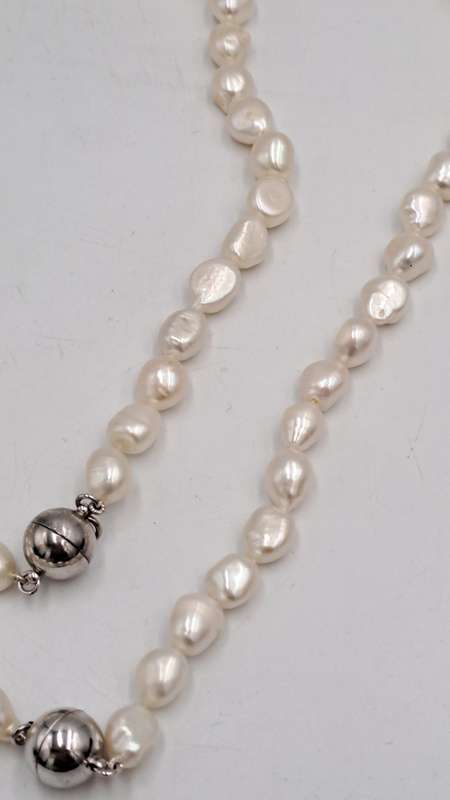 2 Genuine 10mm Pearl Necklaces 64cm and 40cm
