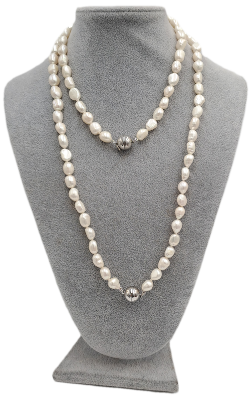 2 Genuine 10mm Pearl Necklaces 64cm and 40cm