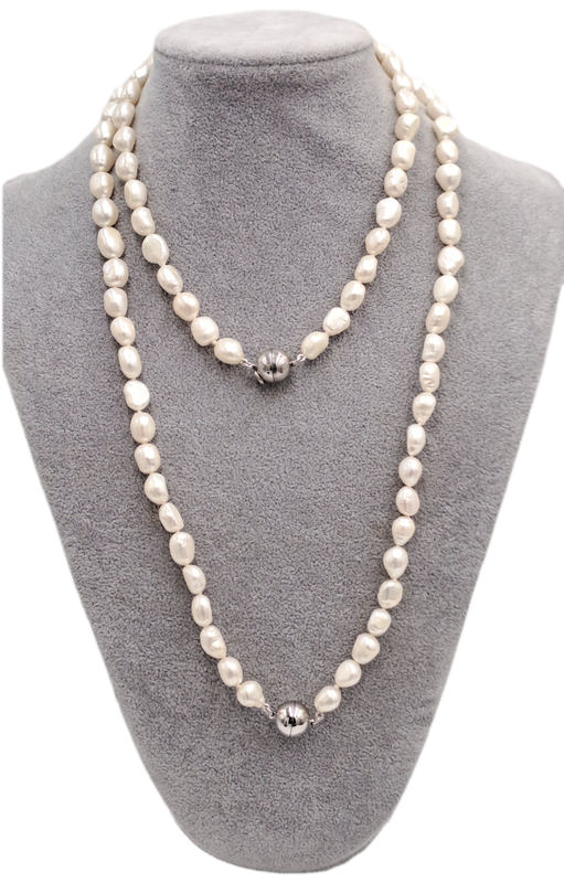 2 Genuine 10mm Pearl Necklaces 64cm and 40cm