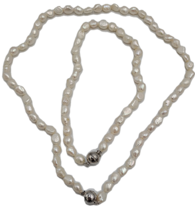 2 Genuine 10mm Pearl Necklaces 64cm and 40cm
