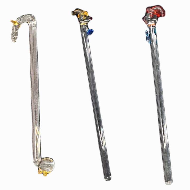 6 Collectable Handmade glass Swizzle /Stir Sticks