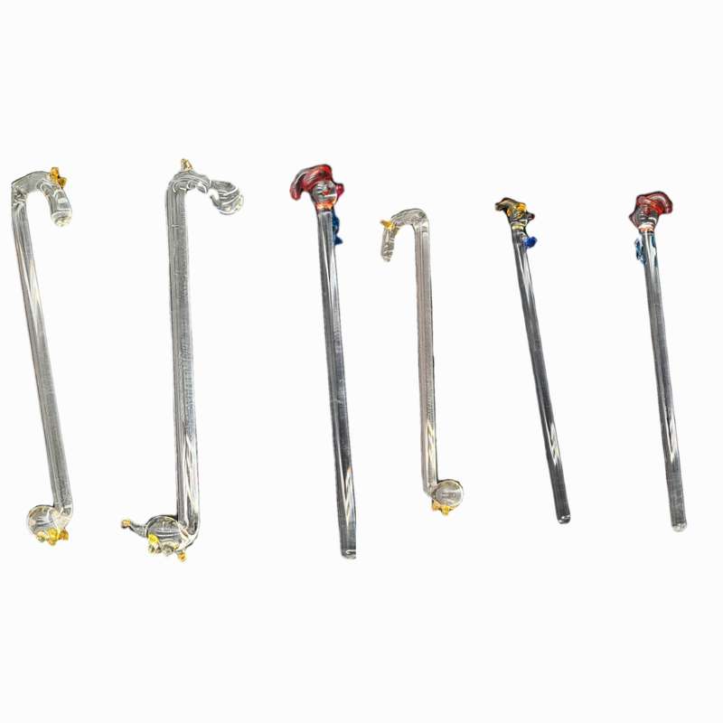 6 Collectable Handmade glass Swizzle /Stir Sticks