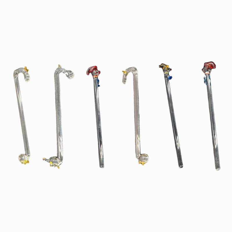 6 Collectable Handmade glass Swizzle /Stir Sticks
