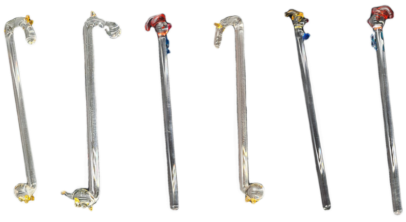 6 Collectable Handmade glass Swizzle /Stir Sticks