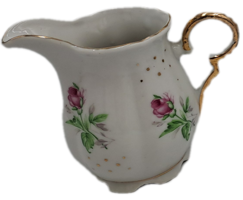 17 Pc Porcelain Teaset  Rose design - 1 cup was replaced with a different Pattern-Small Set