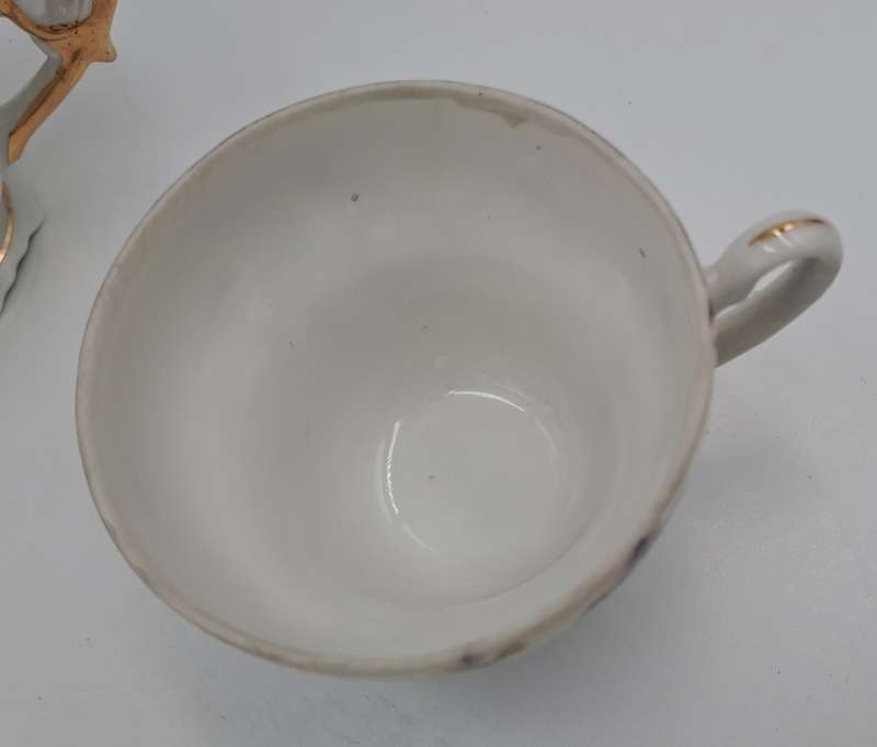 17 Pc Porcelain Teaset  Rose design - 1 cup was replaced with a different Pattern-Small Set