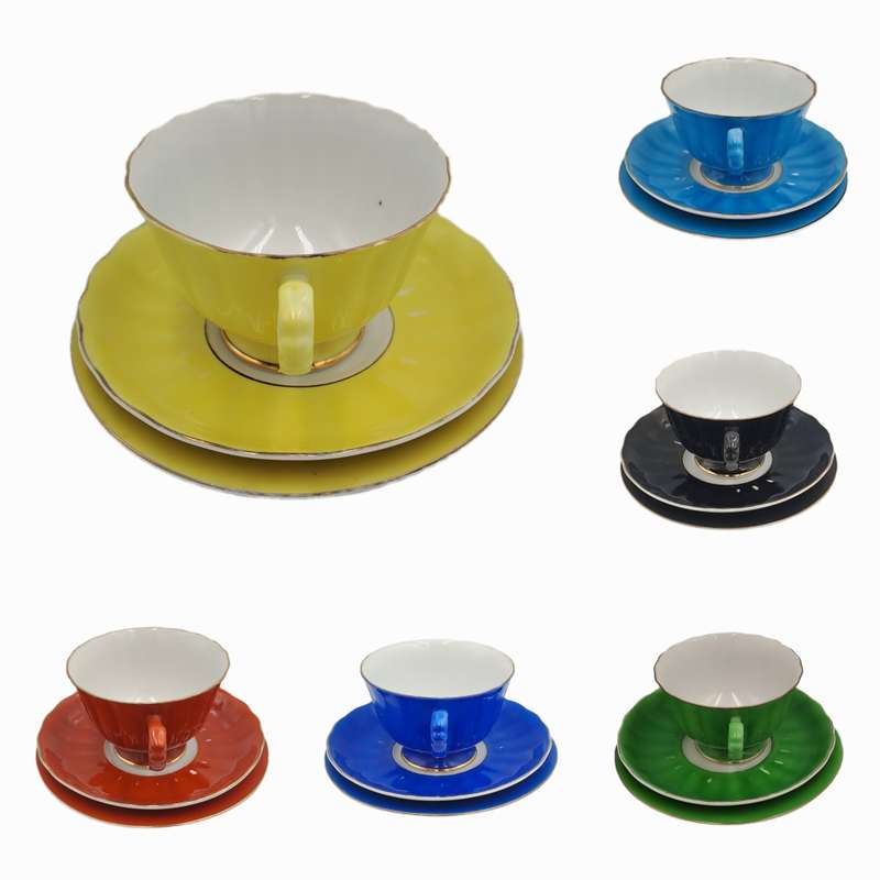 6 Vintage Trio's with M.B Stamp -Fine Bone China