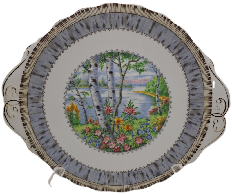 Vintage Royal Albert SILVER BIRCH Cake Plate  Bone China England 251mm