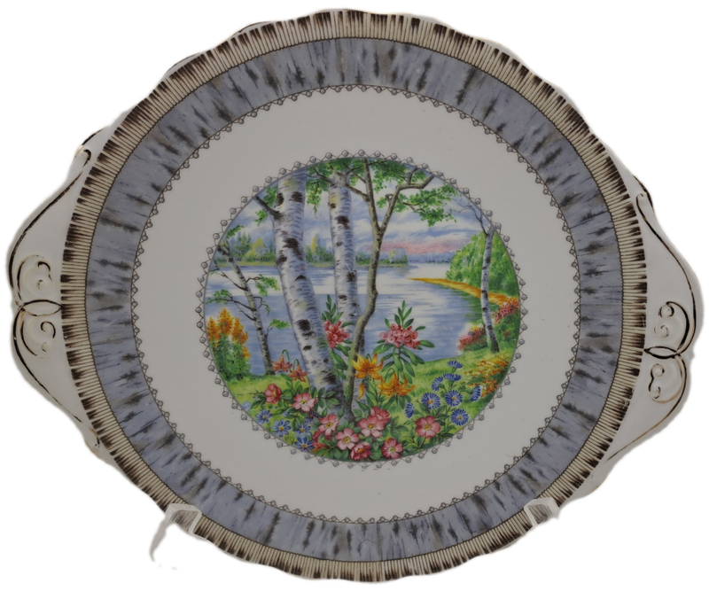 Vintage Royal Albert SILVER BIRCH Cake Plate  Bone China England 251mm