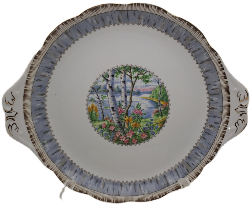 Vintage Royal Albert SILVER BIRCH Cake Plate  Bone China England 21mmx265mmx230mm
