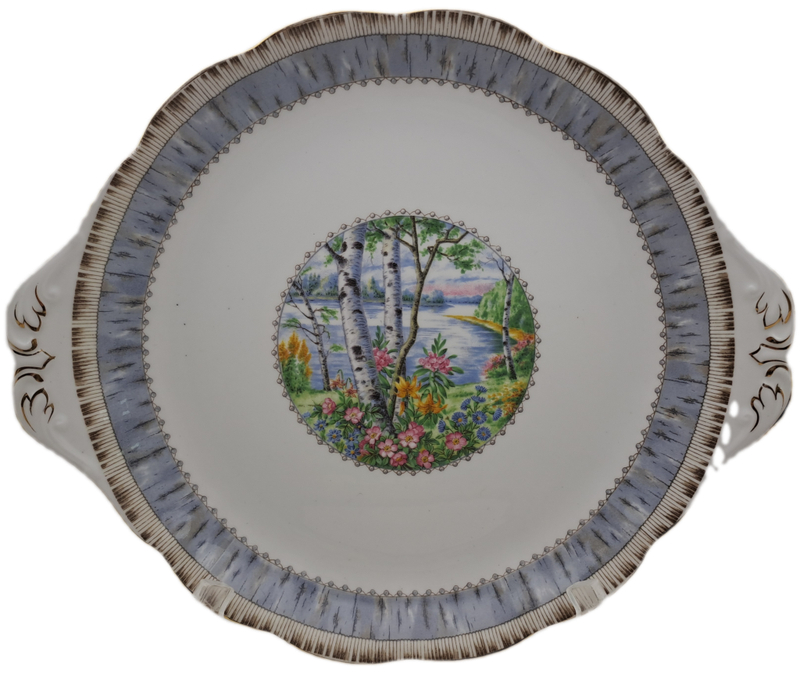 Vintage Royal Albert SILVER BIRCH Cake Plate  Bone China England 21mmx265mmx230mm